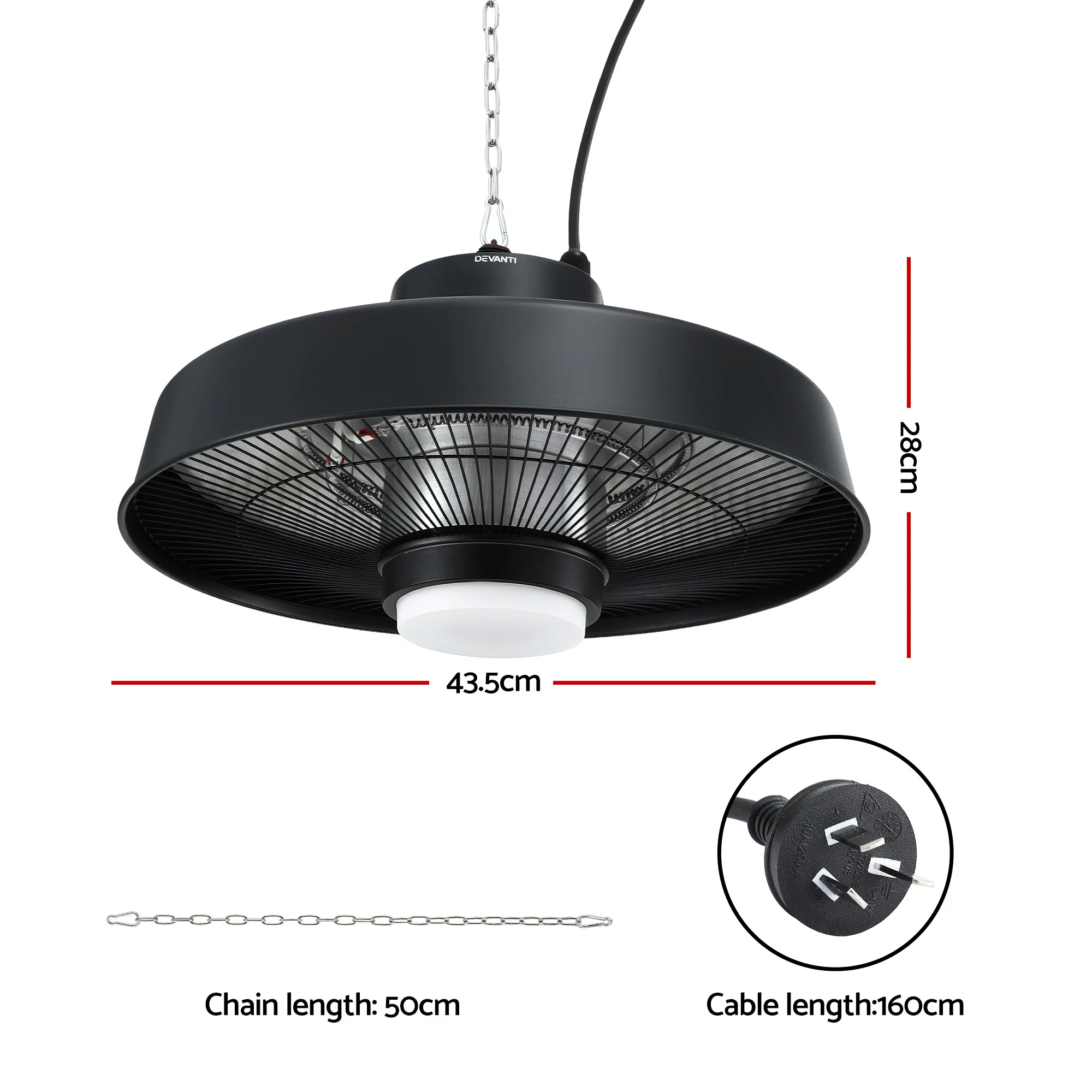 Devanti 2000W Outdoor Electric Patio Heater Ceiling Mount with LED Light Remote - Image 2
