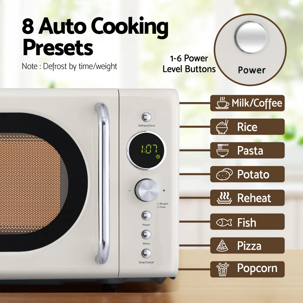 Devanti 20L Microwave Oven 700W (Cream) - Image 4