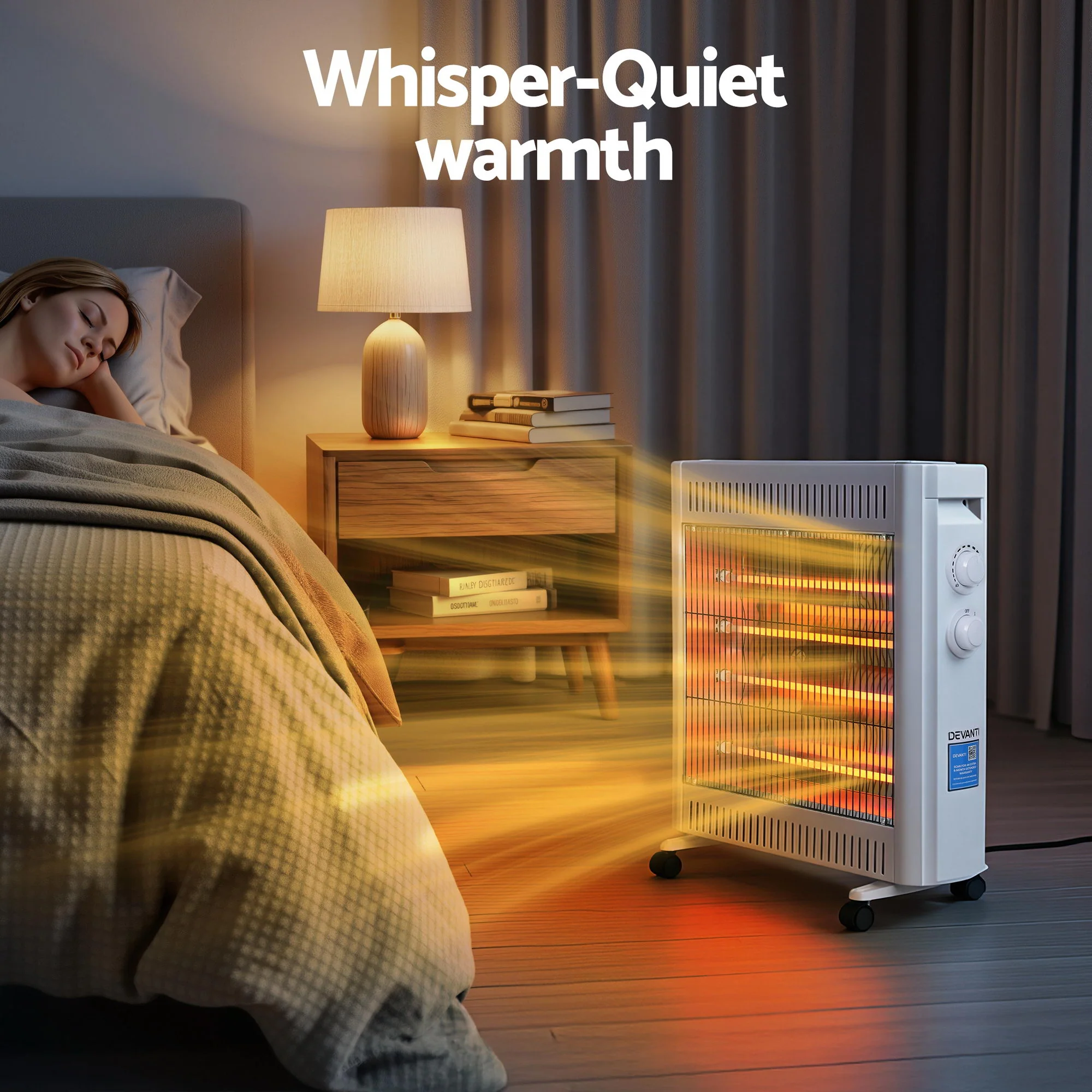 Devanti 2200W Infrared Radiant Heater Portable Electric Space Heating White - Image 7