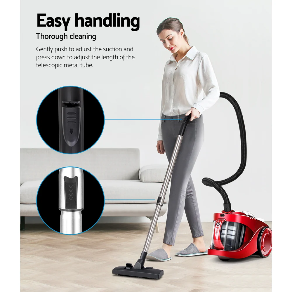Devanti 2200W Multi-cyclonic Bagless Vacuum Cleaner Pet Hair (Red) - Image 6