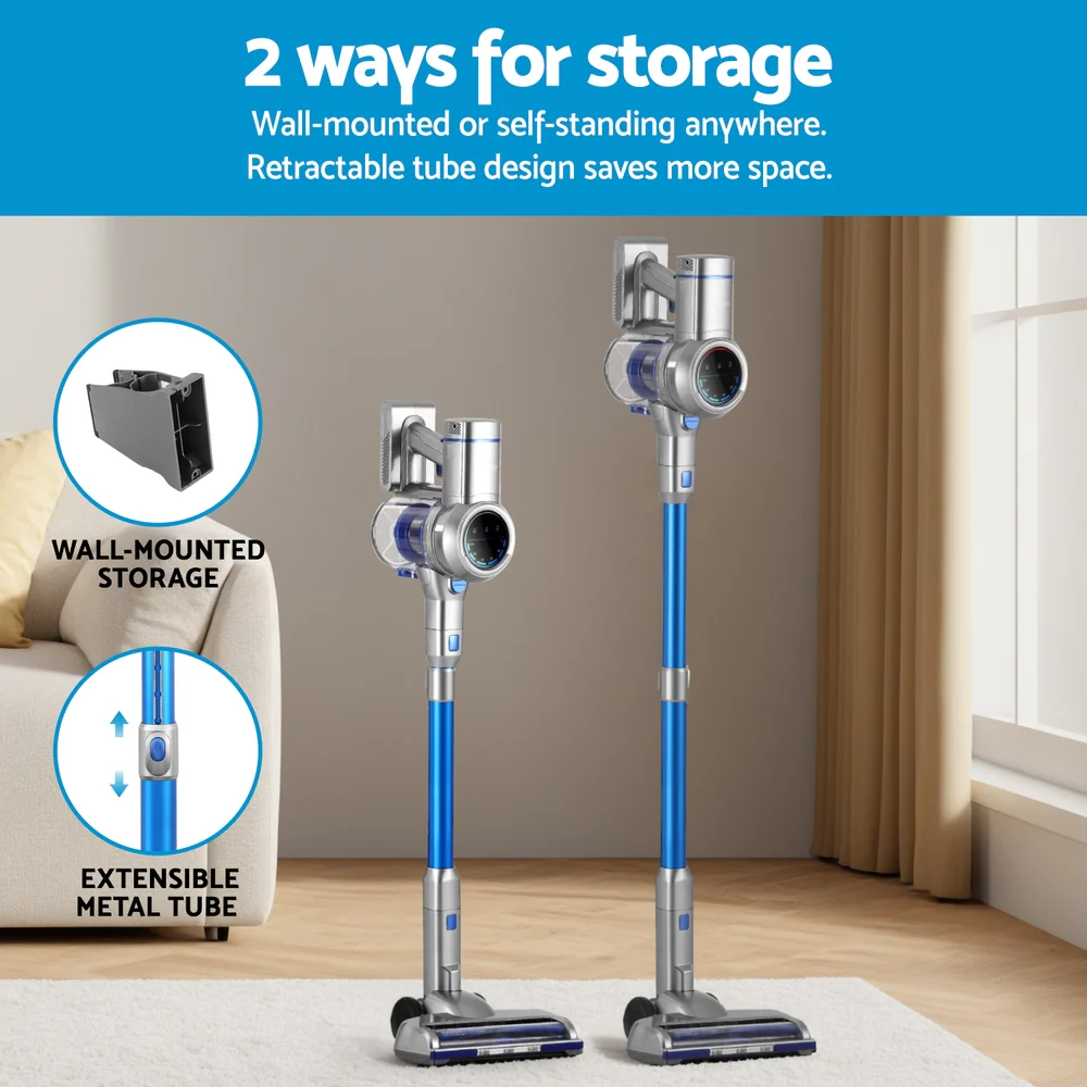 Devanti 300W Stick Vacuum Cleaner Cordless Self-Standing (Blue) - Image 6