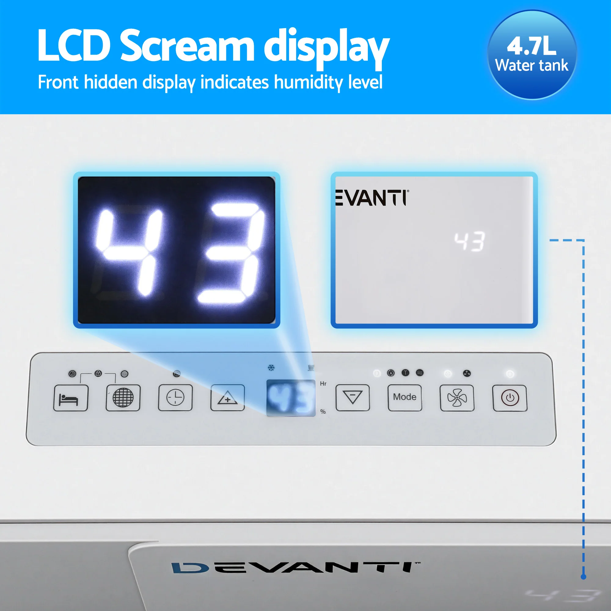 Devanti 30L/Day Dehumidifier Home Air Dryer Mould Moisture 4.7L Tank - Image 5