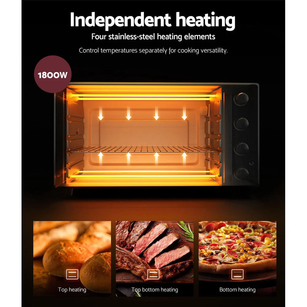 Devanti 45L Convection Oven Electric Fryer Ovens 1800W - Image 5
