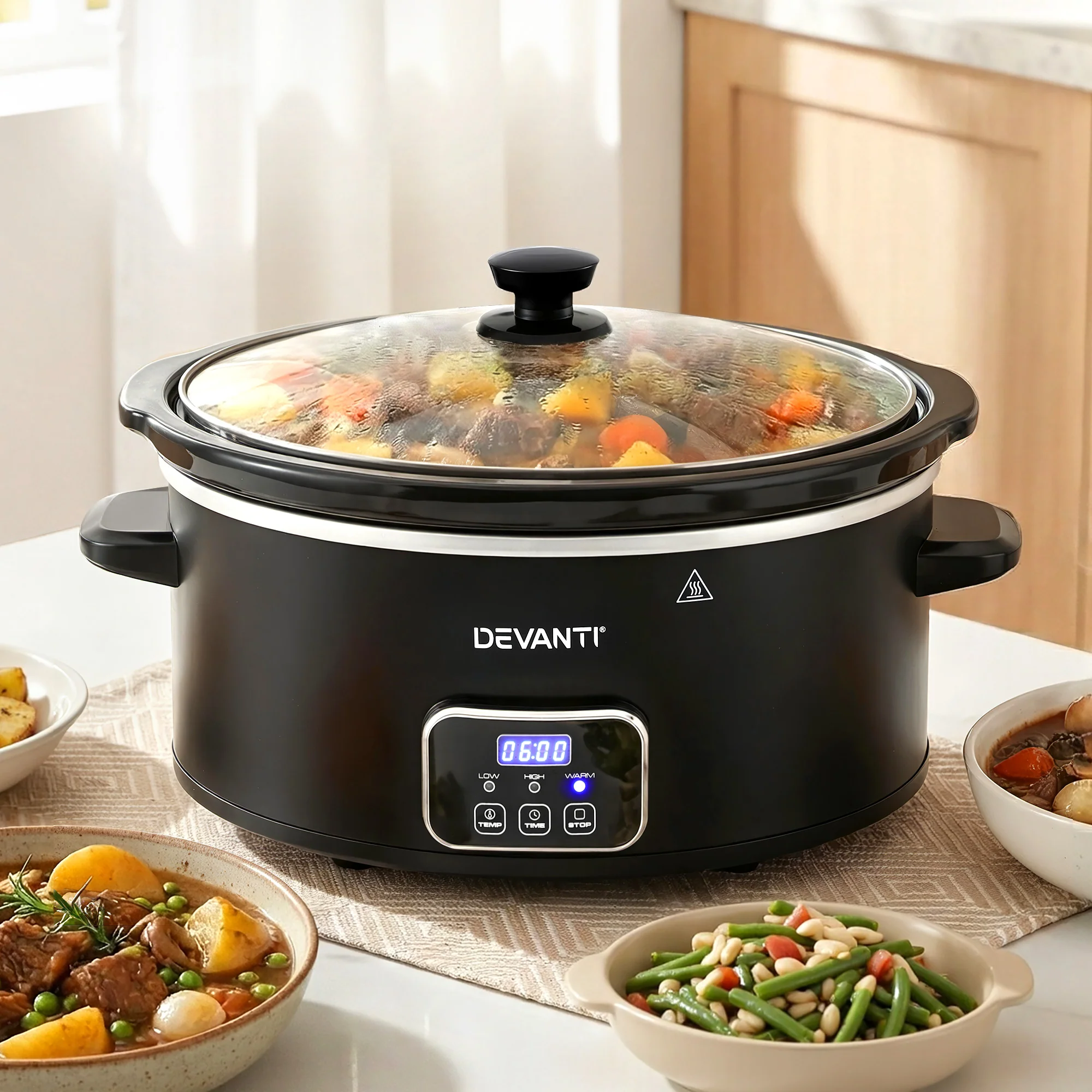 Devanti 5.6L Slow Cooker Electric Multi Cooker with 3 Heat Settings and Keep Warm Function - Image 2