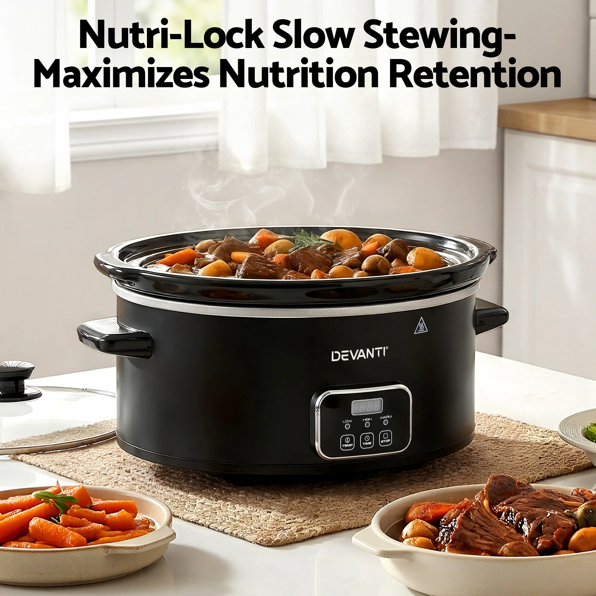 Devanti 5.6L Slow Cooker Electric Multi Cooker with 3 Heat Settings and Keep Warm Function - Image 5