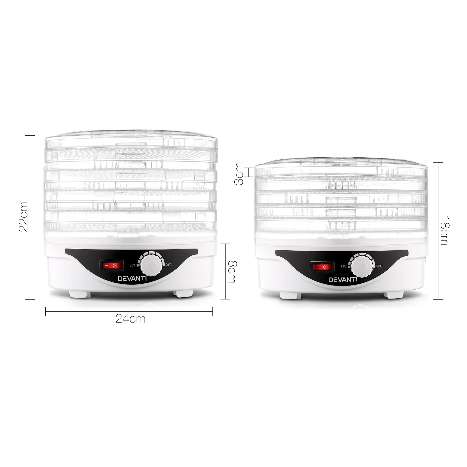 Devanti 5 Trays Food Dehydrator (White) - Image 2
