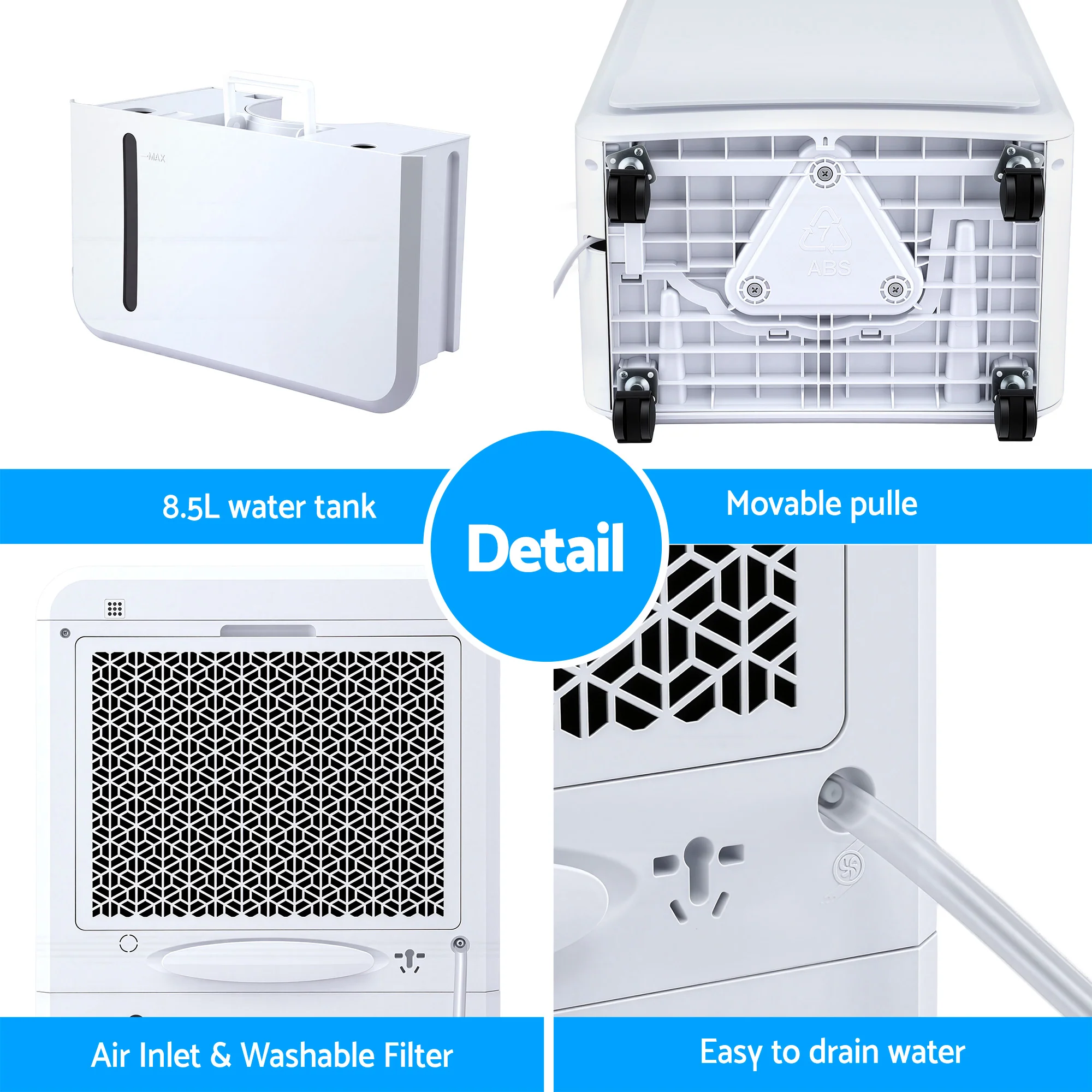 Devanti 50L/Day Dehumidifier Home Air Dryer Mould Moisture 8.5L Tank - Image 7