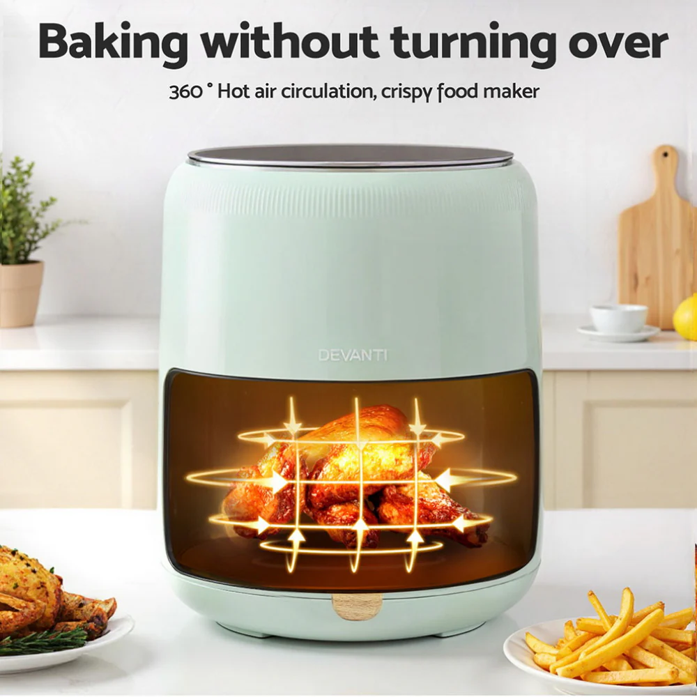 Devanti 5L Air Fryer Touch Control 1500W (Green) - Image 7