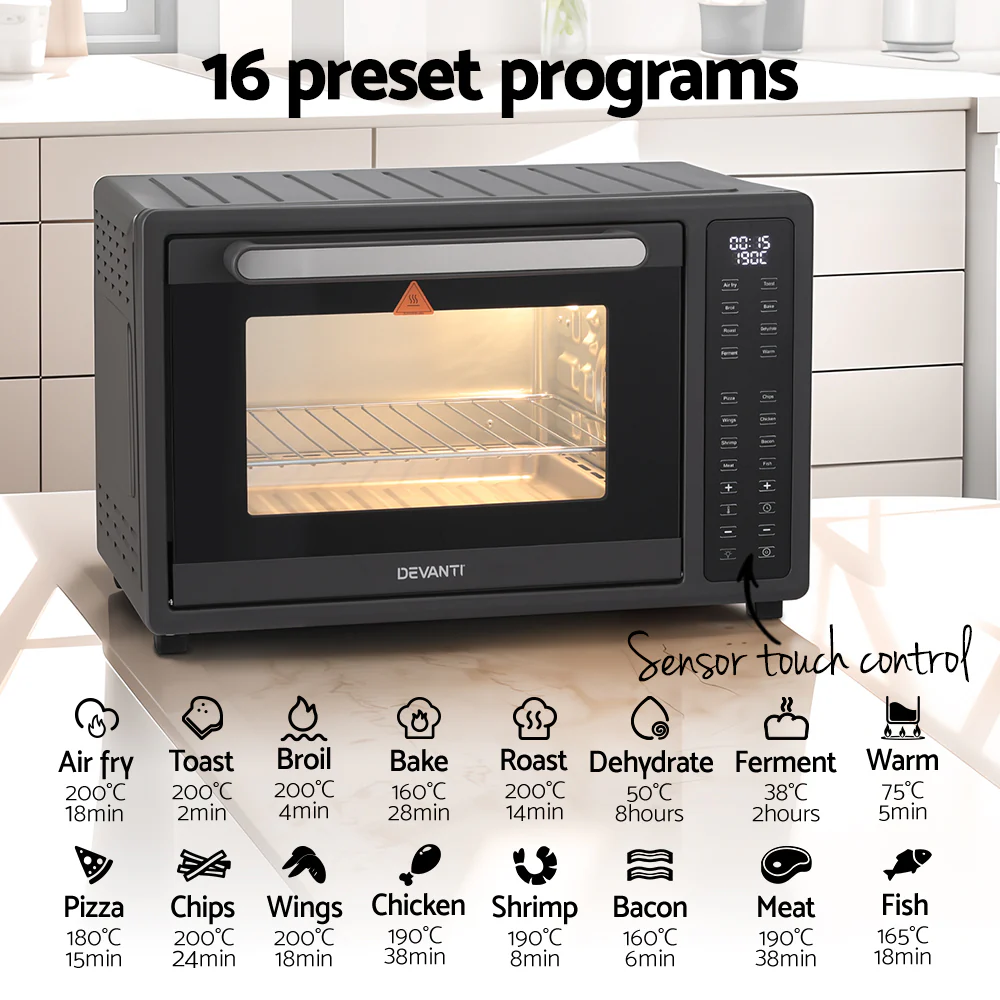 Devanti Air Fryer 32L W/ LCD Touch Oven 1700W - Image 4