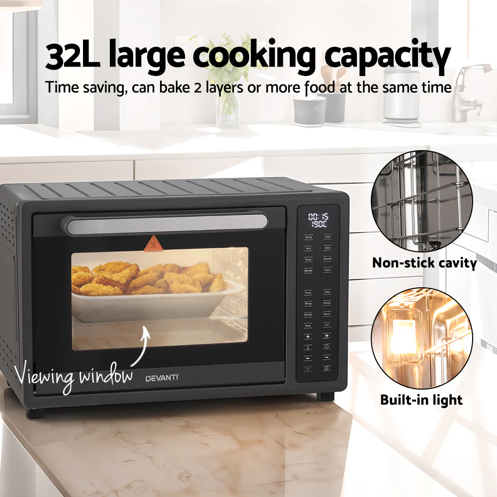 Devanti Air Fryer 32L W/ LCD Touch Oven 1700W - Image 5