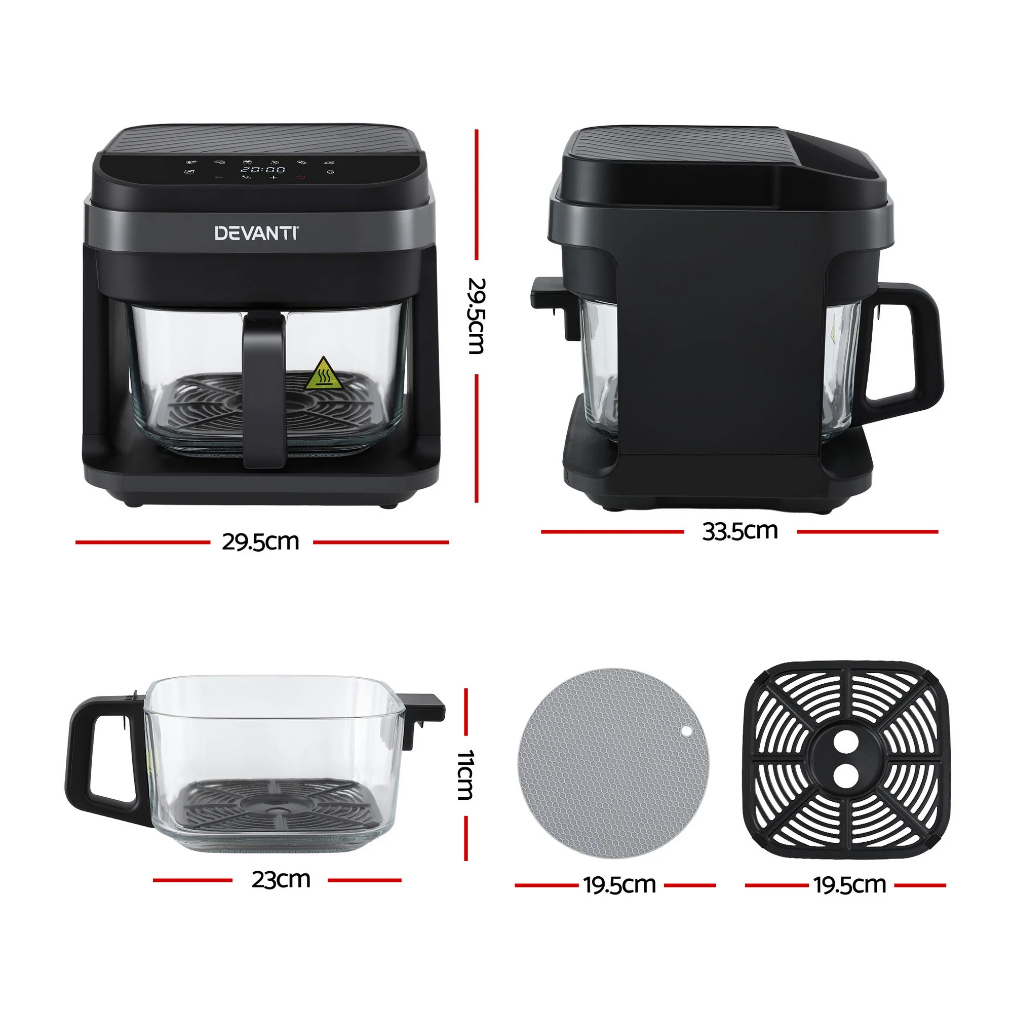 Devanti Air Fryer 5.5L Touch Control Electric Cooker 1200W Black - Image 2