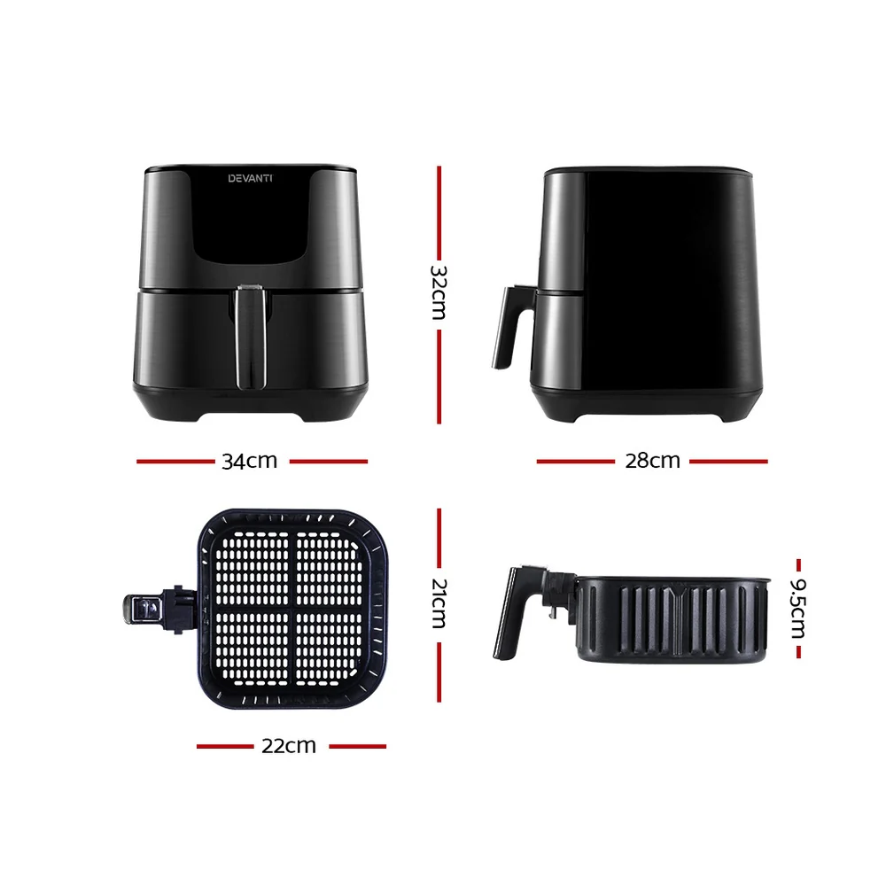 Devanti Air Fryer 7L LCD Fryers (Black) - Image 2