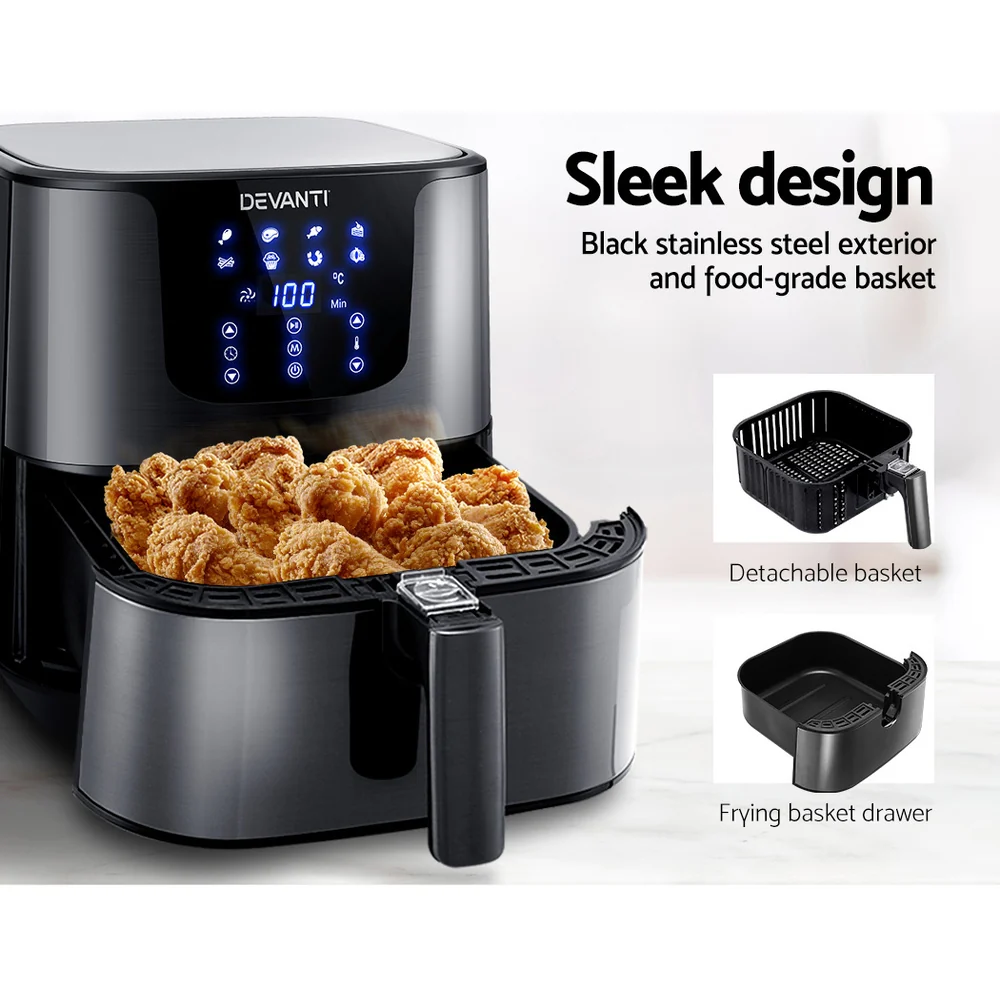 Devanti Air Fryer 7L LCD Fryers (Black) - Image 6