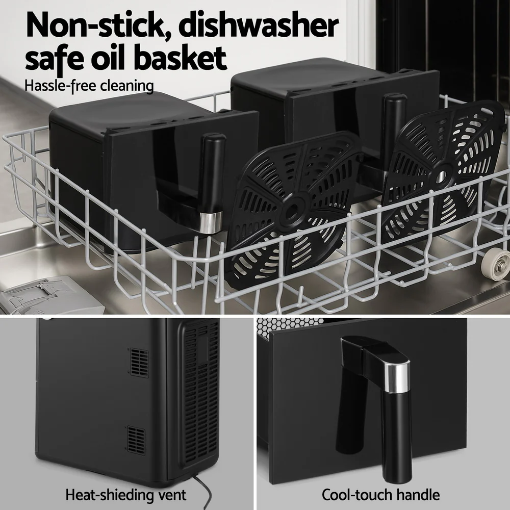 Devanti Air Fryer Oven 11L Dual Zone Fryers (Black) - Image 6