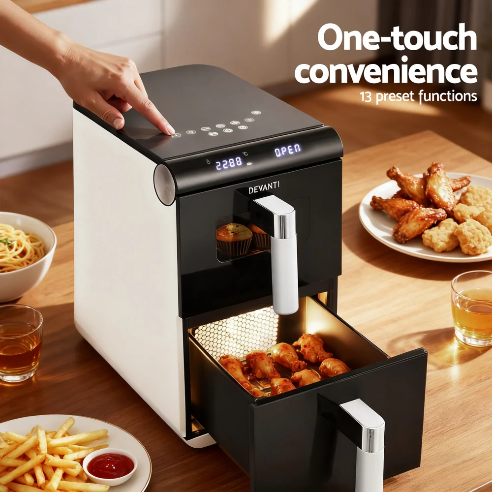 Devanti Air Fryer Oven 11L Dual Zone Fryers (White) - Image 4