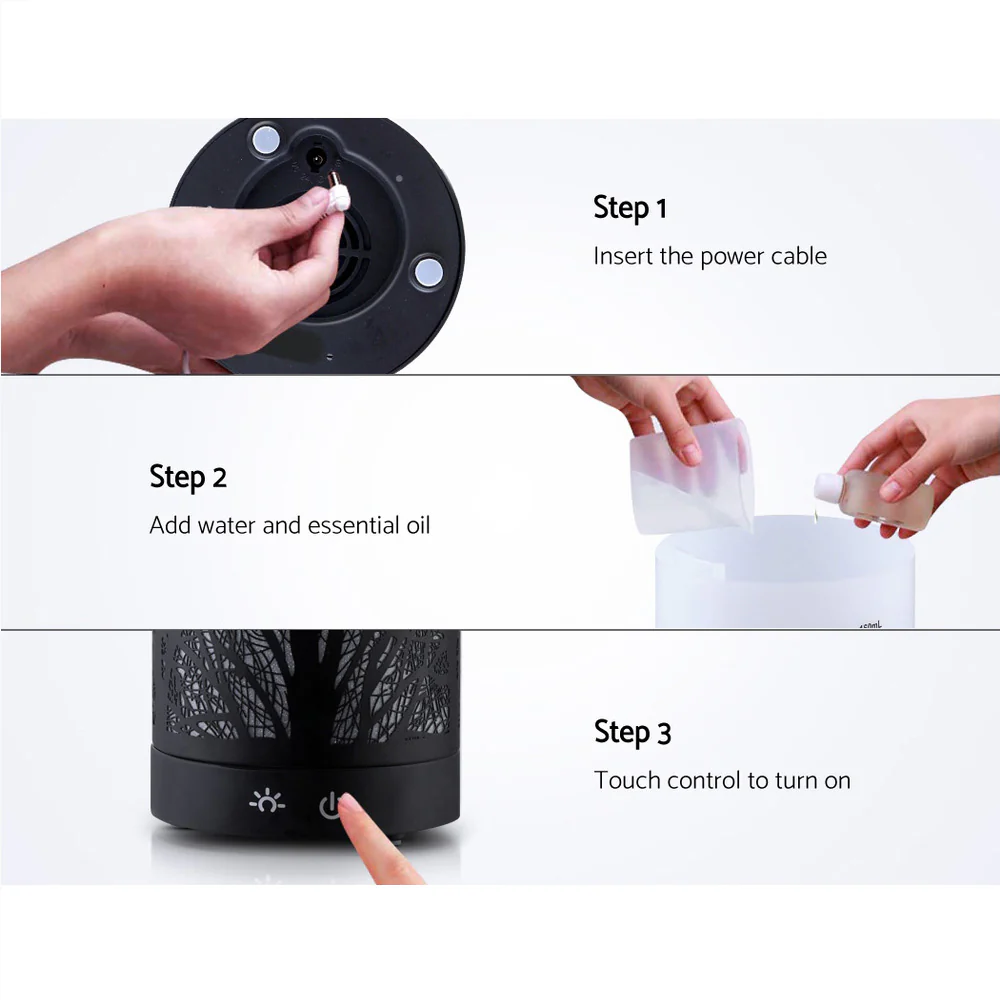 Devanti Aroma Diffuser Aromatherapy Black 160ml - Image 7
