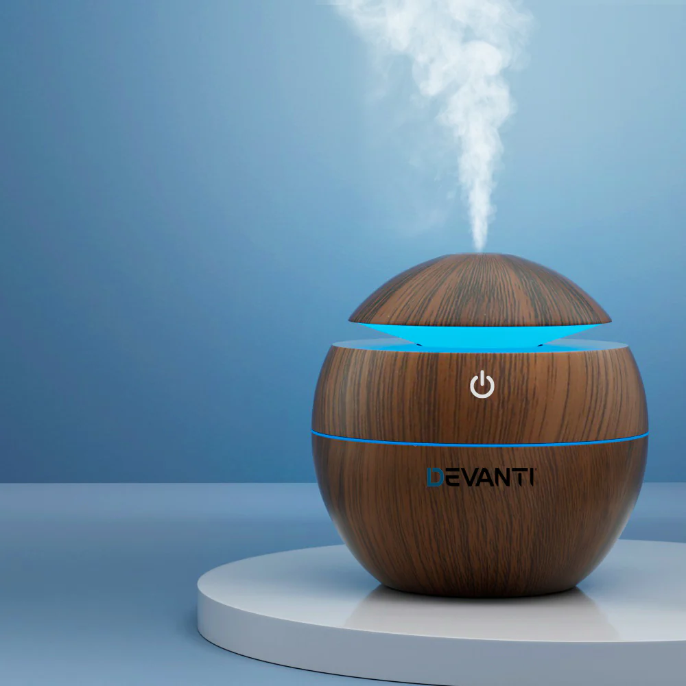 Devanti Aroma Diffuser Aromatherapy Dark Wood 130ml - Image 2