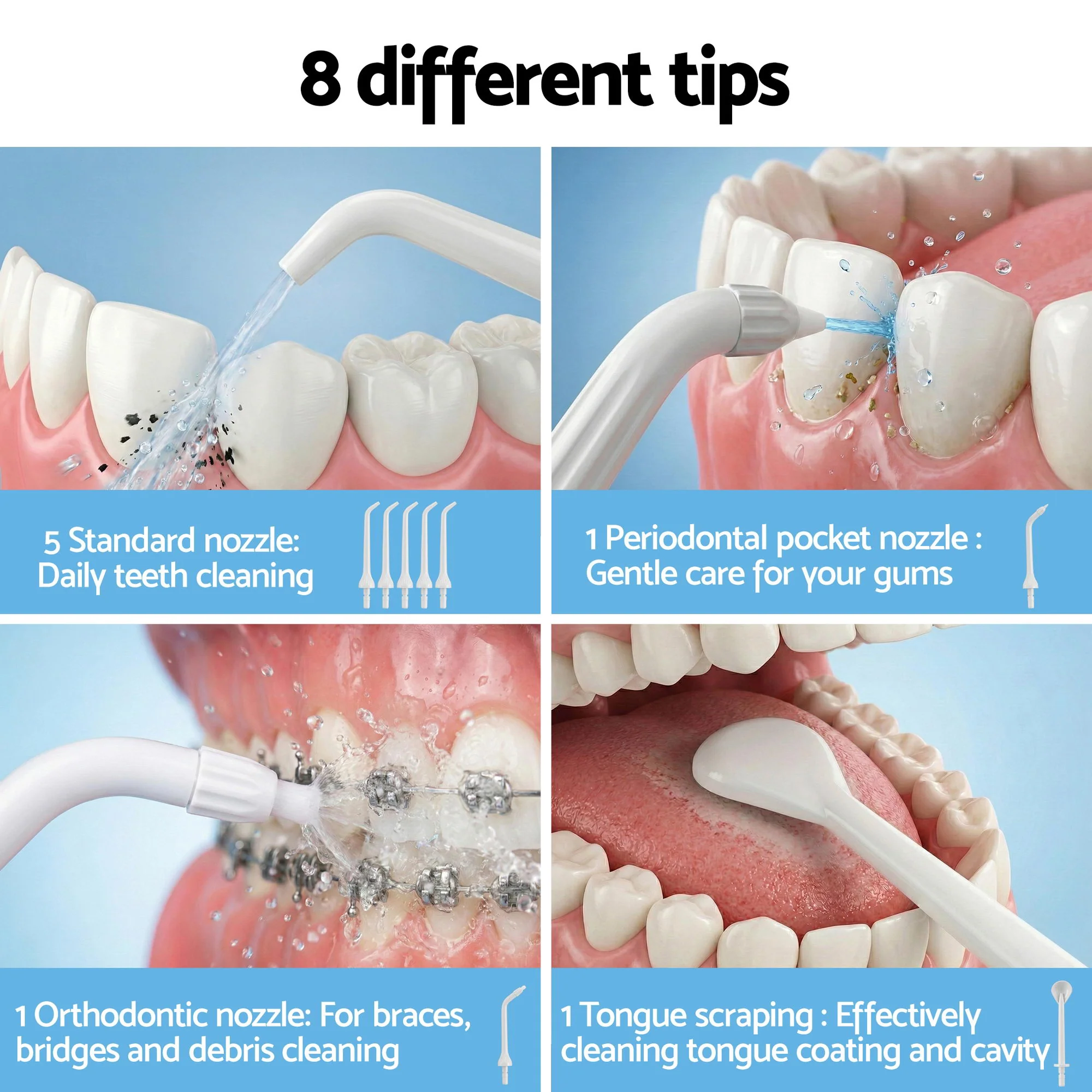 Devanti Cordless Water Flosser Dental Oral Irrigator (White) - Image 6