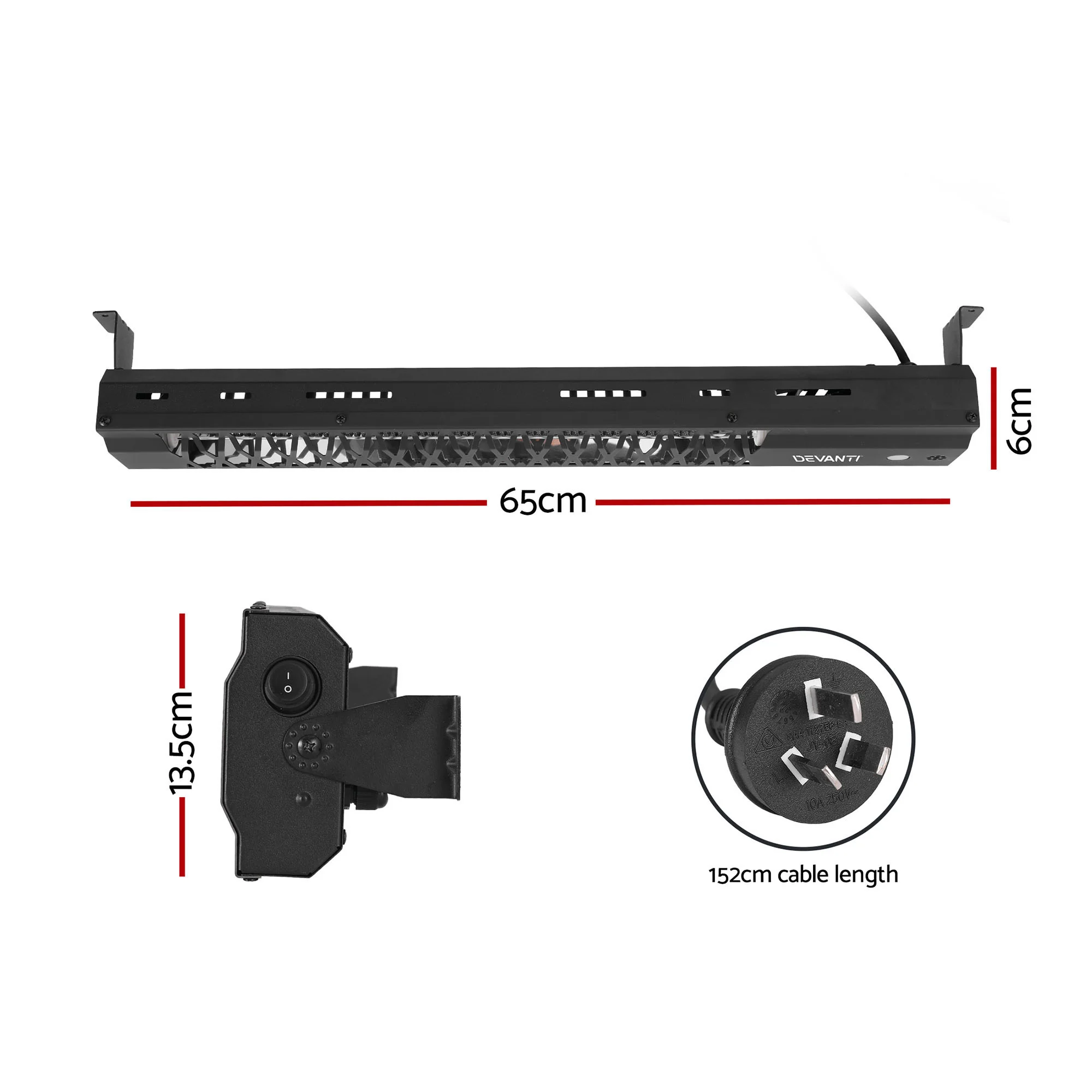 Devanti Electric Strip Heater Radiant Heaters 2000W - Image 2