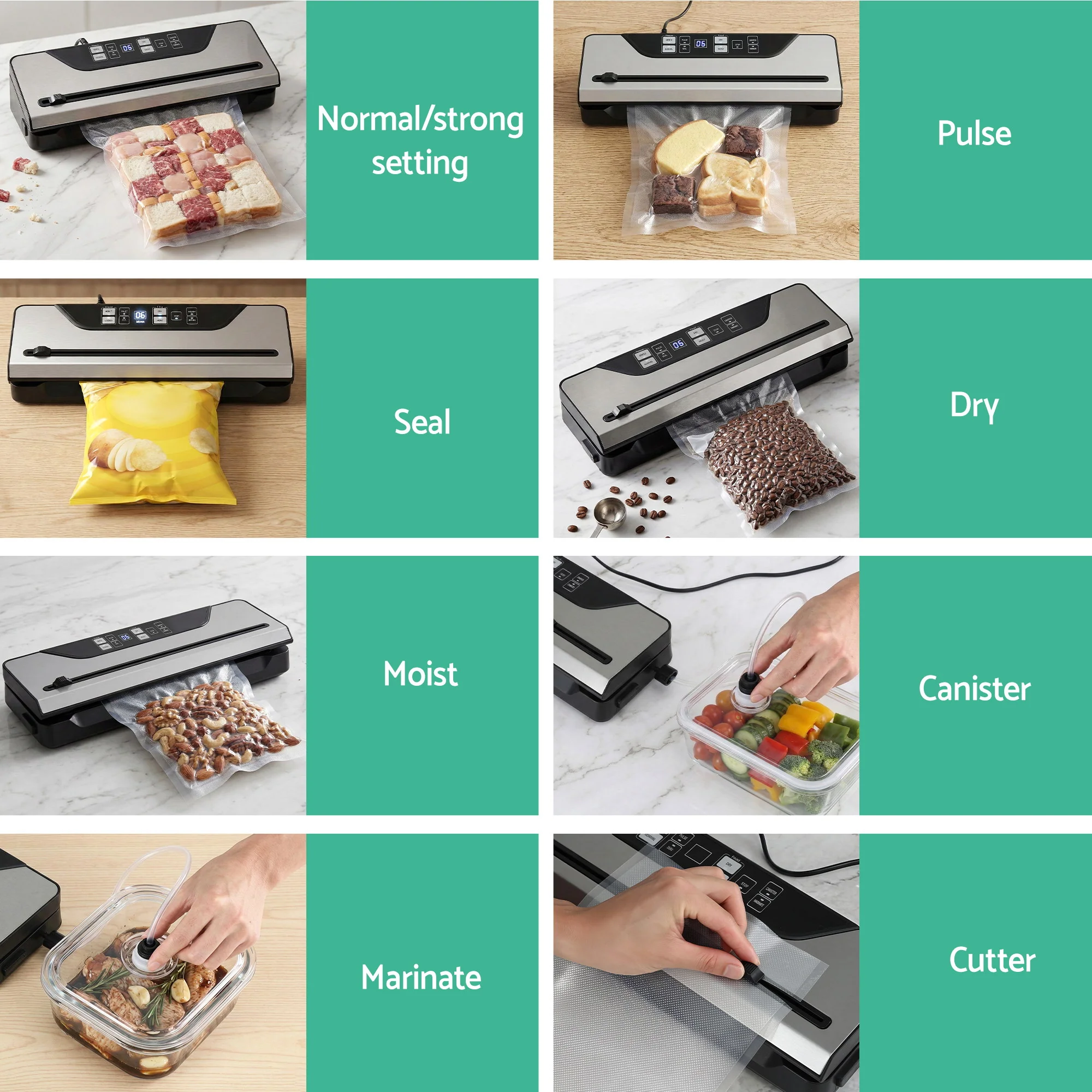 Devanti Food Vacuum Sealer Machine Auto Seal Slide Cutter 9 Modes Marinate Black - Image 5