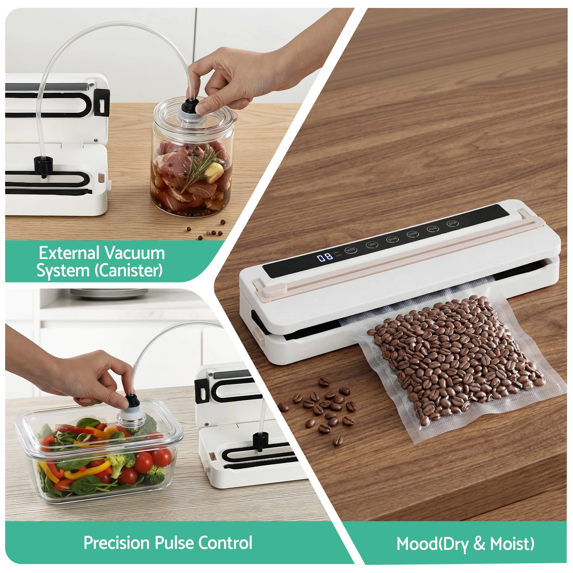 Devanti Food Vacuum Sealer Machine Fresh Storage Auto Seal Slide Cutter 6 Modes White - Image 5
