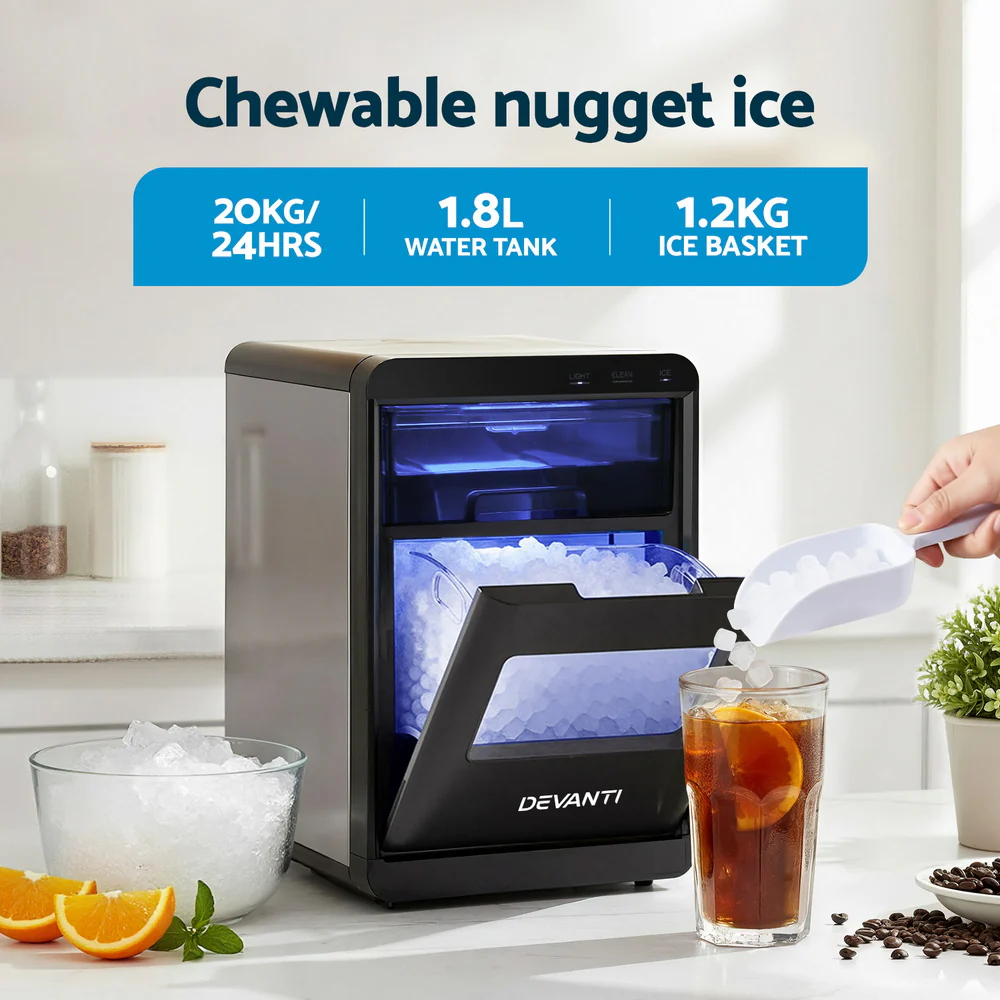 Devanti Ice Maker Machine 20kg Chewable Nugget Ice Countertop with Self Cleaning - Image 6