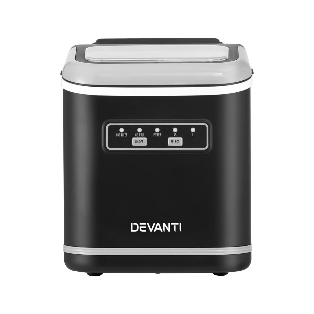 Devanti Ice Maker Machine Portable 12kg Countertop with Self-cleaning 1.3L (Black) - Image 3