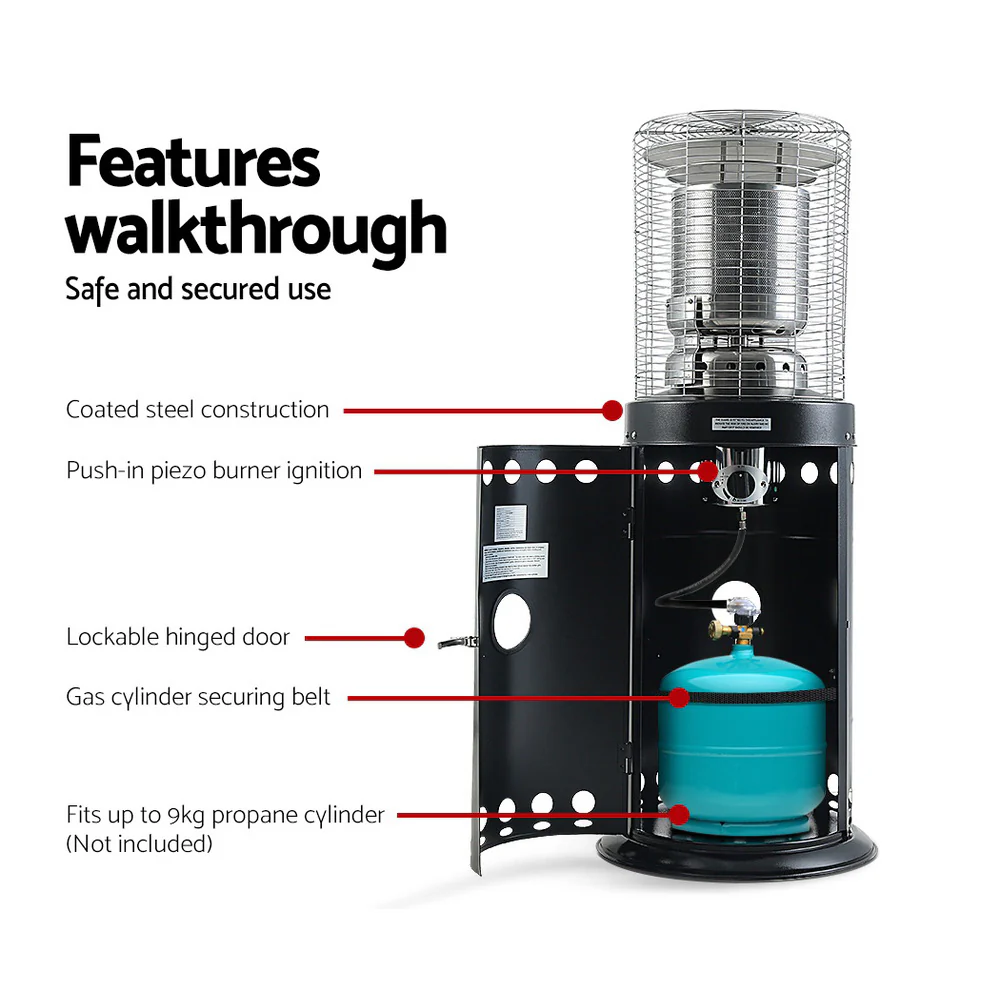 Devanti Outdoor Gas Patio Heater (Black) - Image 5