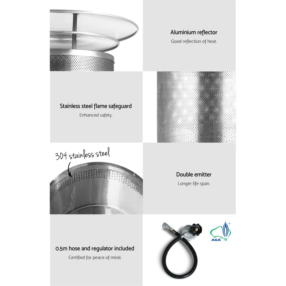 Devanti Outdoor Gas Patio Heater (Black) - Image 6