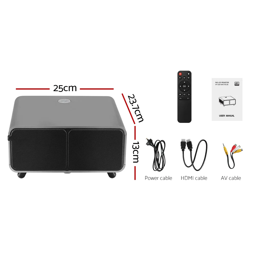 Devanti Portable Wifi Video Projector 4K 2.4G/5G Home Theater HDMI 1080P - Image 3