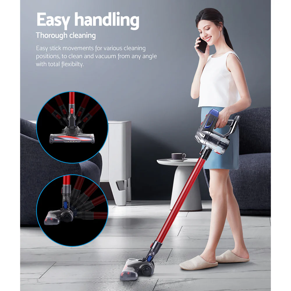 Devanti Stick Vacuum Cleaner Bagless Cordless 150W (Red) - Image 3