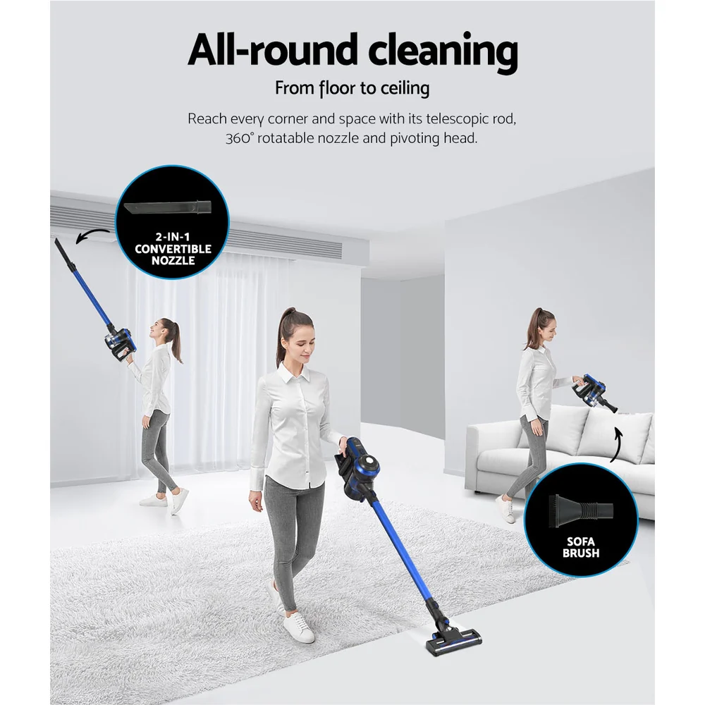 Devanti Stick Vacuum Cleaner Brushless Cordless 250W (Blue) - Image 6
