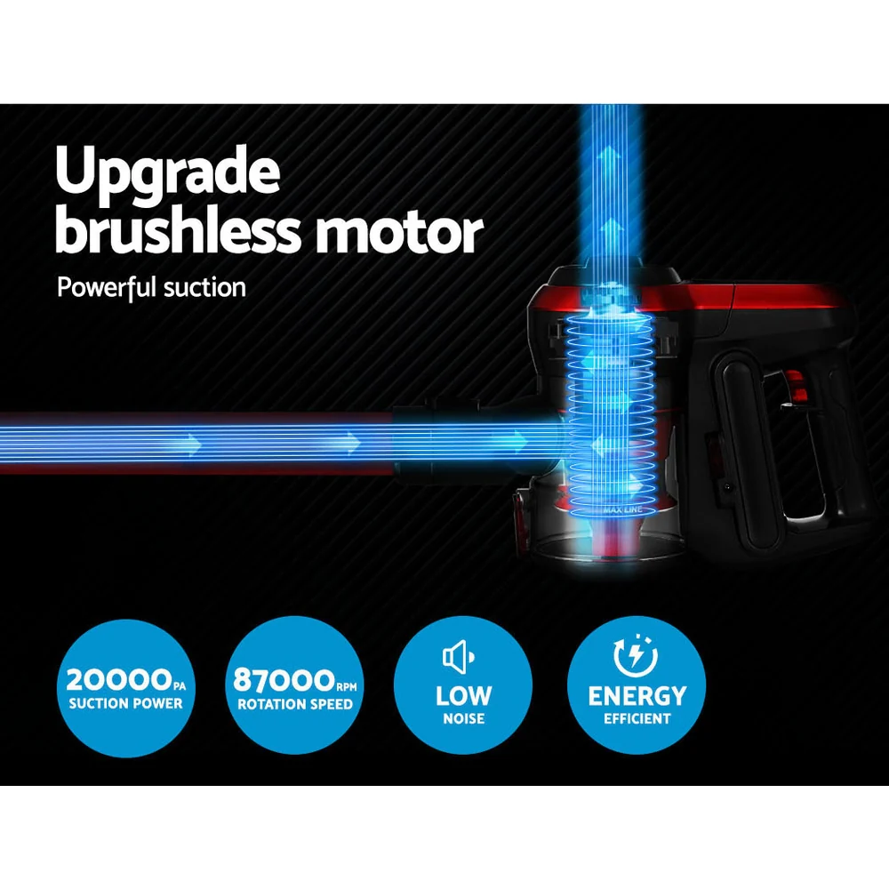 Devanti Stick Vacuum Cleaner Brushless Cordless 250W (Red) - Image 5