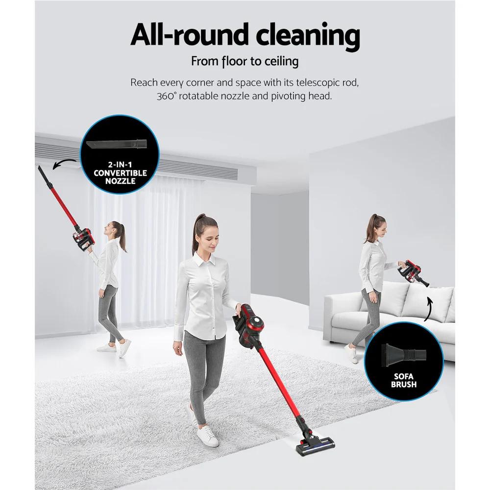 Devanti Stick Vacuum Cleaner Brushless Cordless 250W (Red) - Image 6