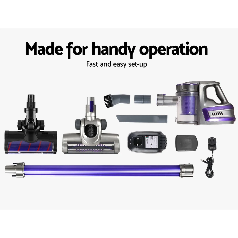 Devanti Stick Vacuum Cleaner Cordless Roller Brush 150W Purple - Image 6