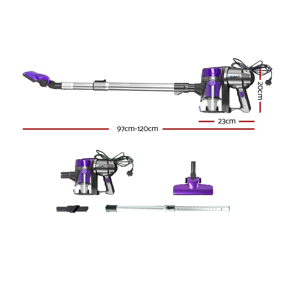Devanti Stick Vacuum Cleaner Handheld Corded 450W (Purple) - Image 2