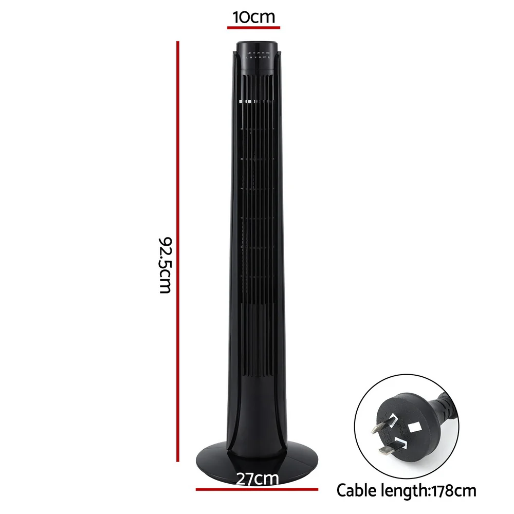 Devanti Tower Fan Oscillating 3 Speeds with Remote 93cm - Image 2