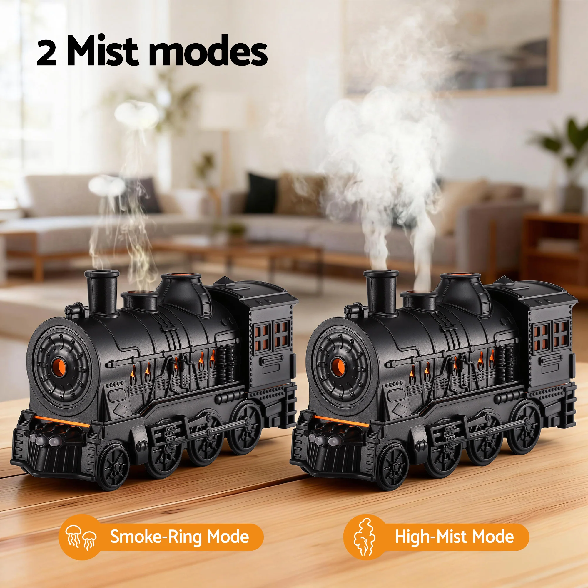 Devanti Train Aroma Diffuser Essential Oil Humidifier 300ml Smoke Ring LED Timer - Image 5