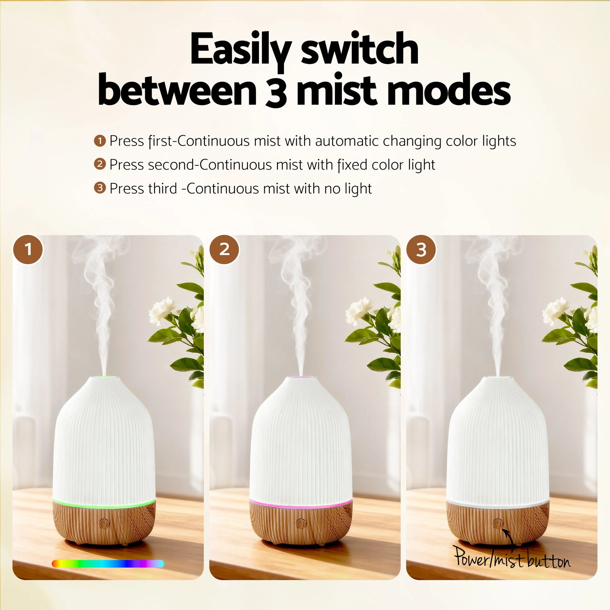 Devanti Ultrasonic Aroma Diffuser Aromatherapy 100ml LED Lights Iron Humidifier Forest - Image 5