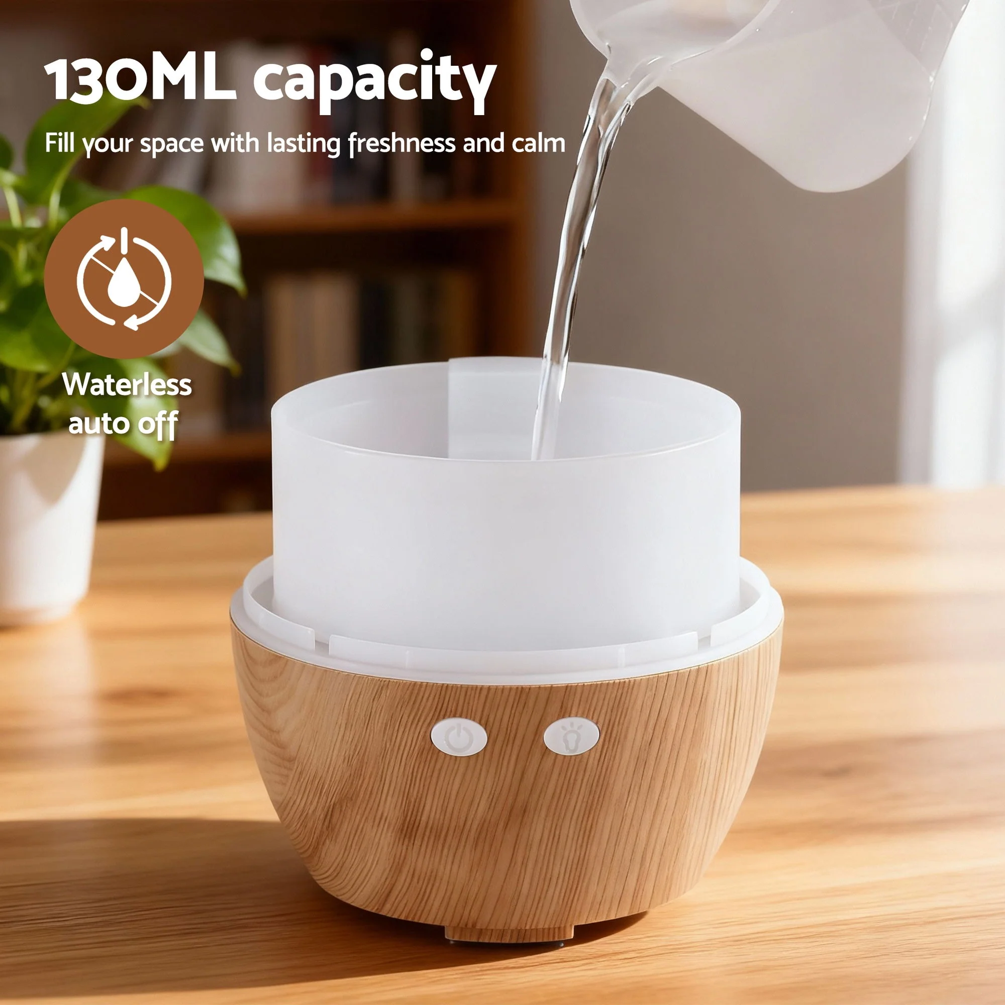Devanti Ultrasonic Aroma Diffuser Aromatherapy 130ml LED Lights Iron Humidifier Forest - Image 7