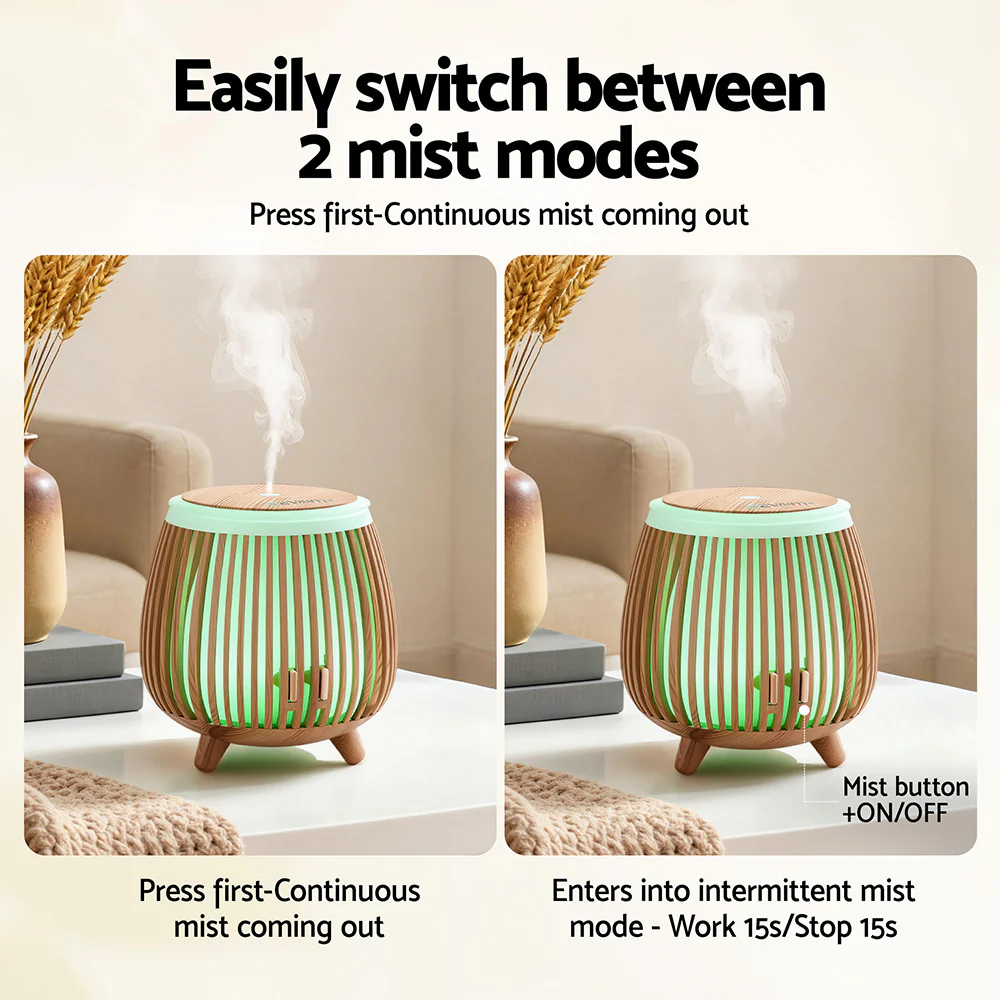 Devanti Ultrasonic Aroma Diffuser Aromatherapy 140ml LED Lights Iron Humidifier Forest Deep Wood - Image 5