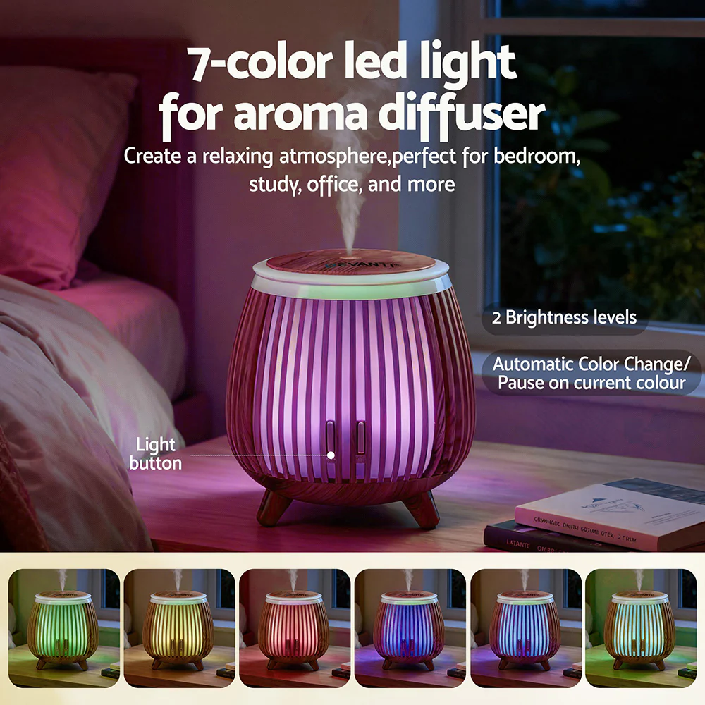 Devanti Ultrasonic Aroma Diffuser Aromatherapy 140ml LED Lights Iron Humidifier Forest Deep Wood - Image 6