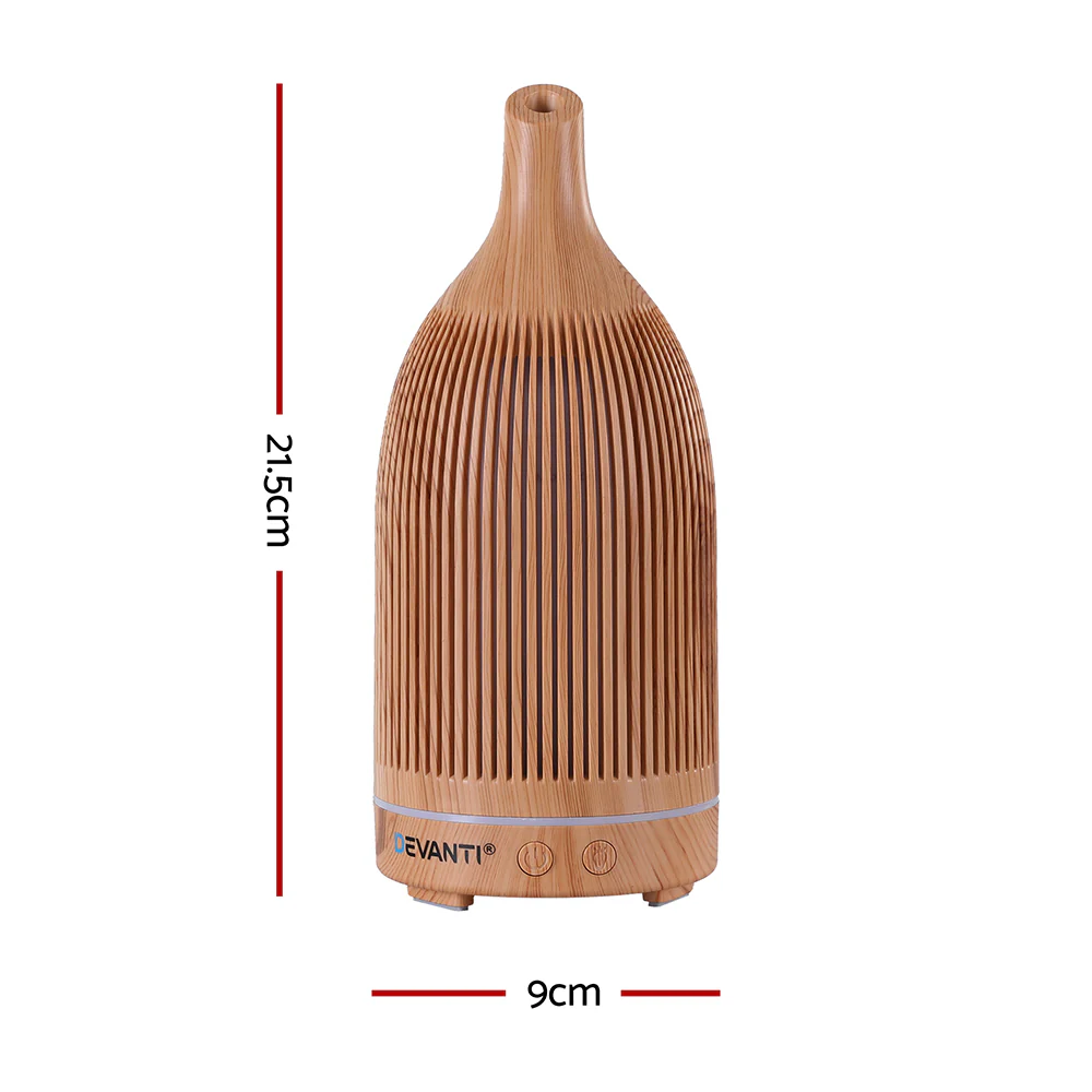 Devanti Ultrasonic Aroma Diffuser Aromatherapy 200ml LED Lights Iron Humidifier Forest Light wood grain - Image 3