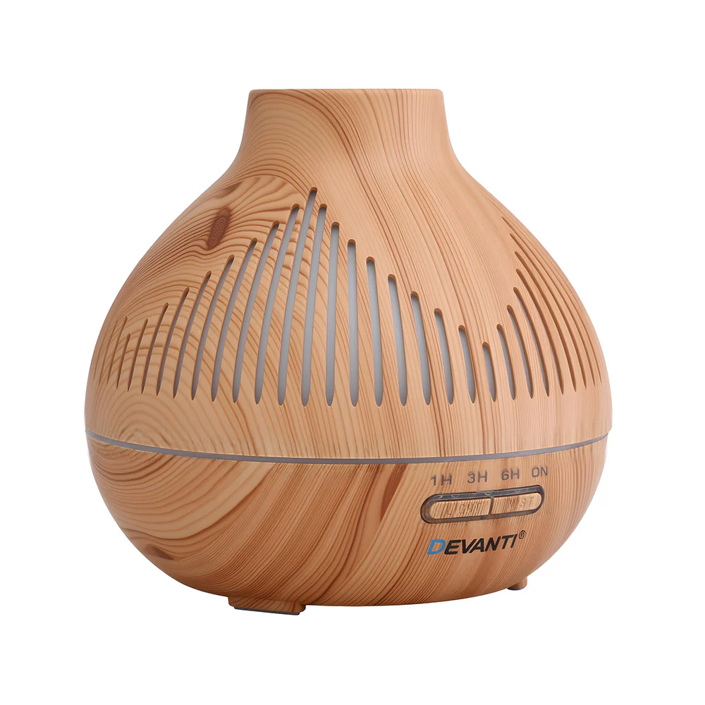 Devanti Ultrasonic Aroma Diffuser Aromatherapy 400ml LED Lights Iron Humidifier Forest Light wood grain - Image 4