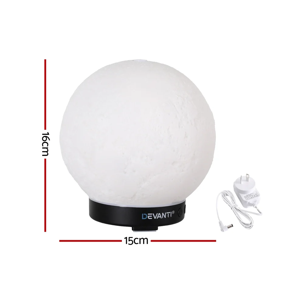 Devanti Ultrasonic Aroma Diffuser Aromatherapy Moon Lamp 200ml - Image 3