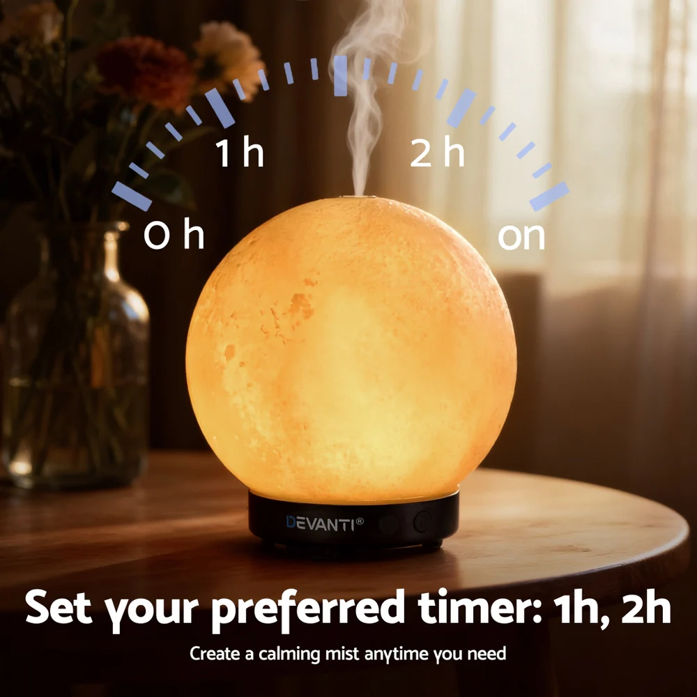 Devanti Ultrasonic Aroma Diffuser Aromatherapy Moon Lamp 200ml - Image 7