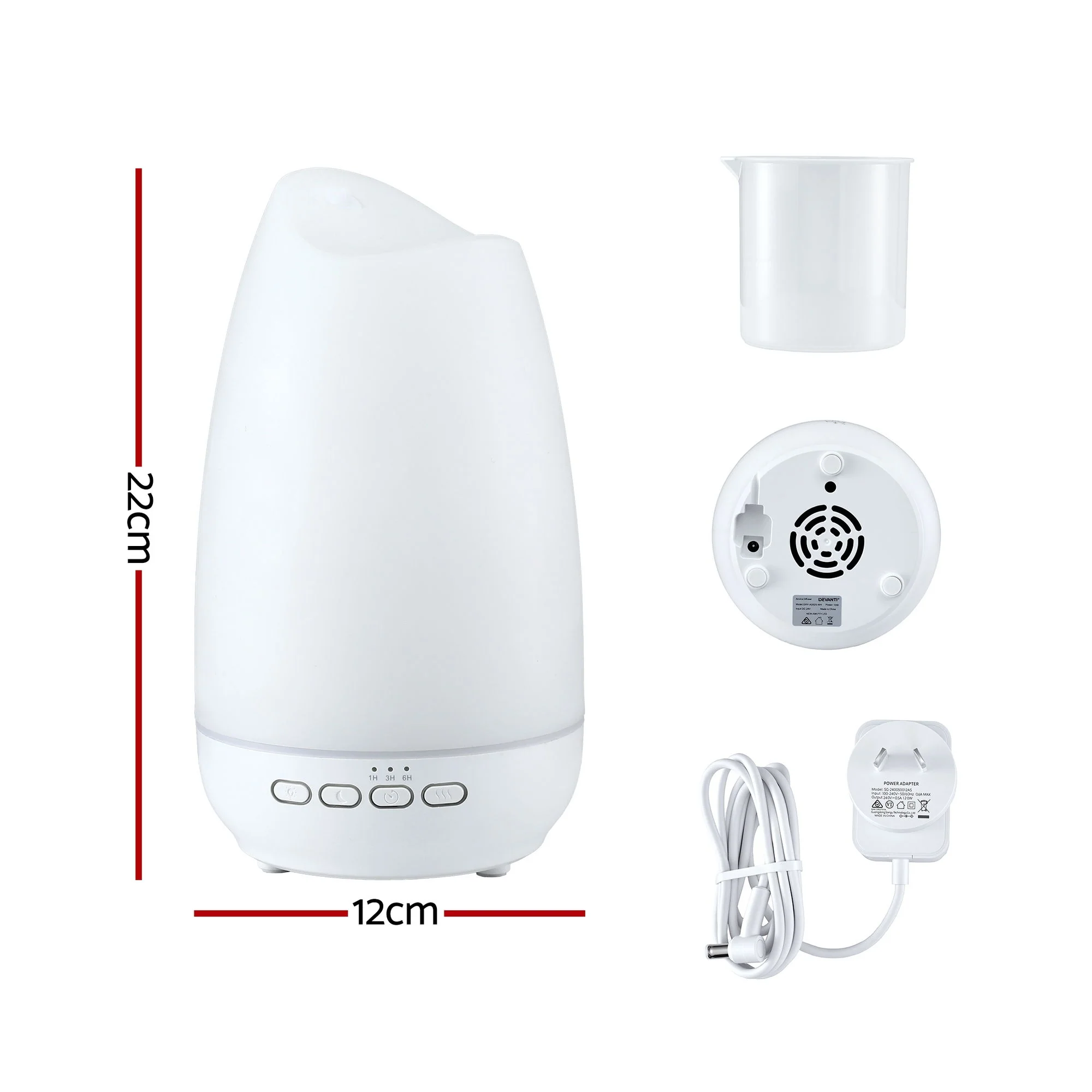 Devanti Ultrasonic Essential Oil Aroma Diffuser Aromatherapy Cool Mist Humidifier with LED Light 300ml - Image 3