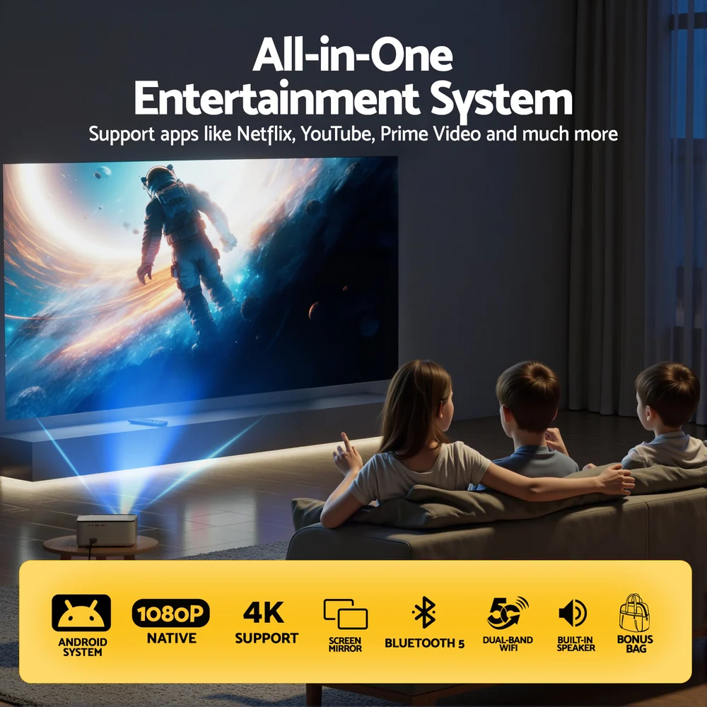 Devanti Video Project 4K 1080P Android 5G Wifi Home Cinema - Image 5
