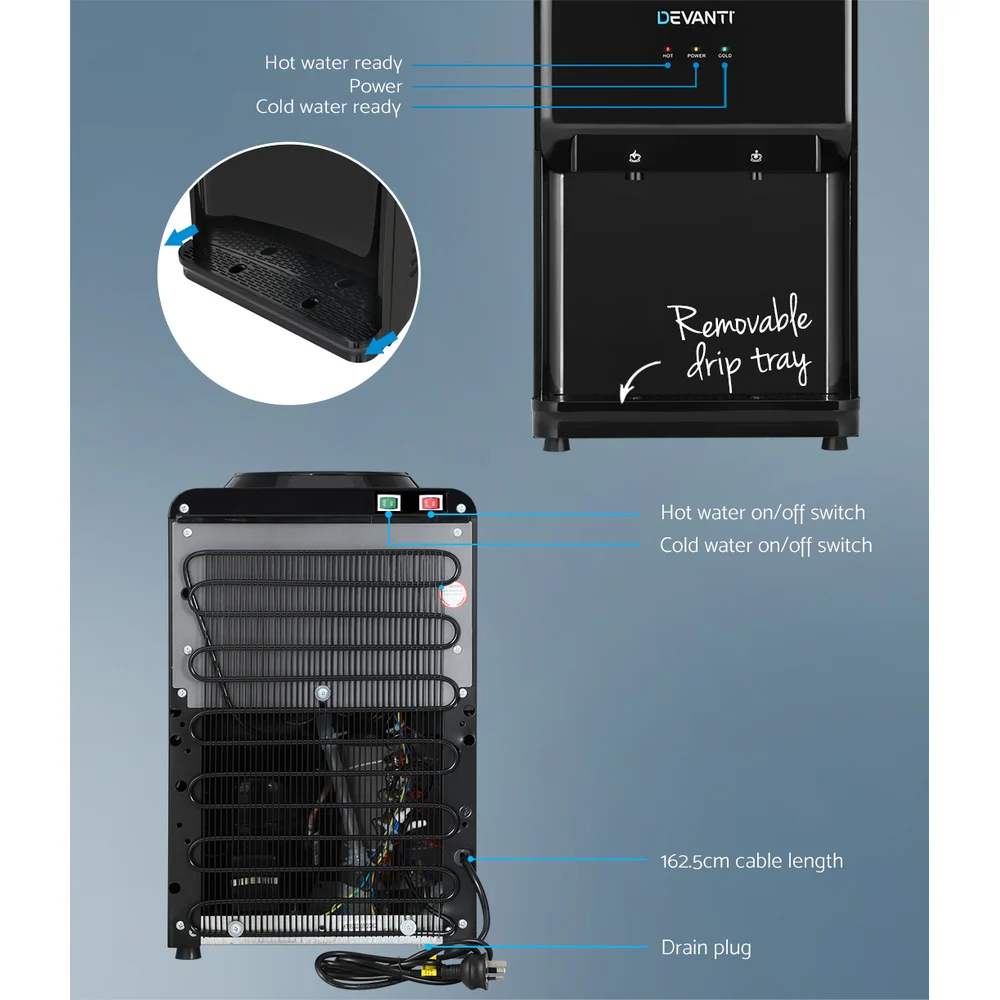 Devanti Water Cooler Dispenser Bench Top Black - Image 4