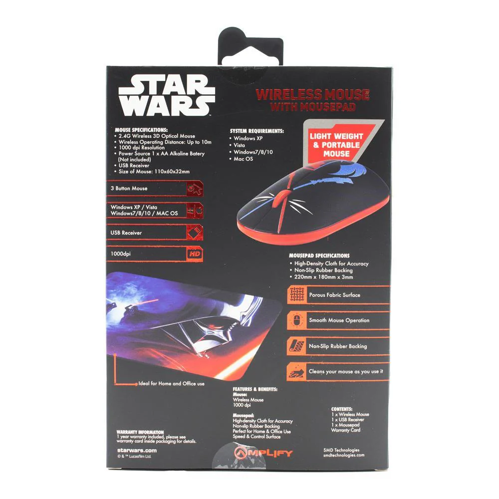 Disney Star Wars Bluetooth Wireless Mouse with Mousepad Computer Accessory - Image 2